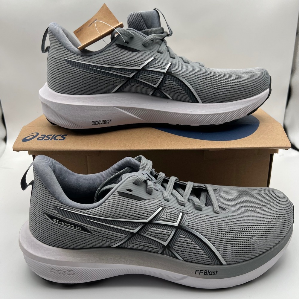 ASICS GT-1000 14 Shoes Mens 8 Gravel Grey White FF Blast Stability Running New